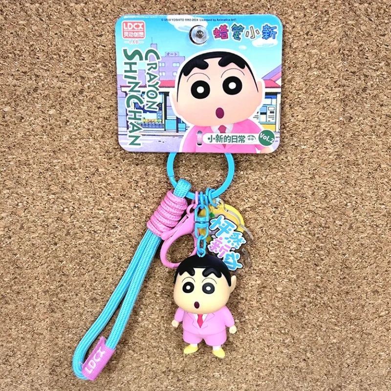 Crayon Shin-Chan Keychain Anime Little New Day Figure Bag Pendant Cartoon Key Chain Accessories Toys for Kids Gift
