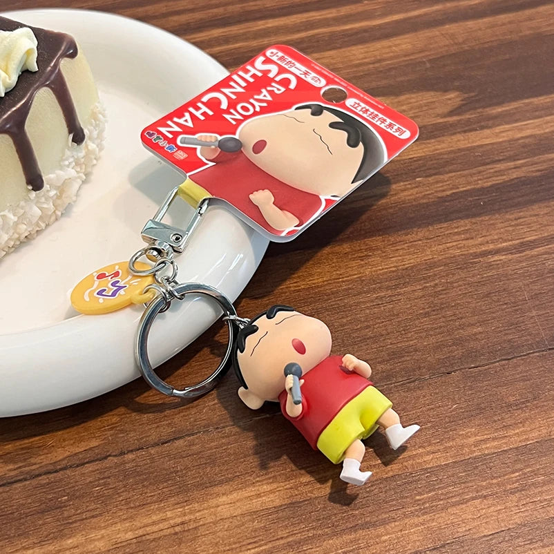 Crayon Shin-Chan Keychain Anime Little New Day Figure Bag Pendant Cartoon Key Chain Accessories Toys for Kids Gift