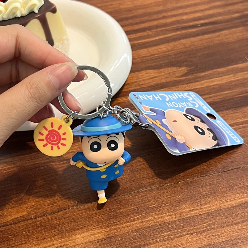 Crayon Shin-Chan Keychain Anime Little New Day Figure Bag Pendant Cartoon Key Chain Accessories Toys for Kids Gift