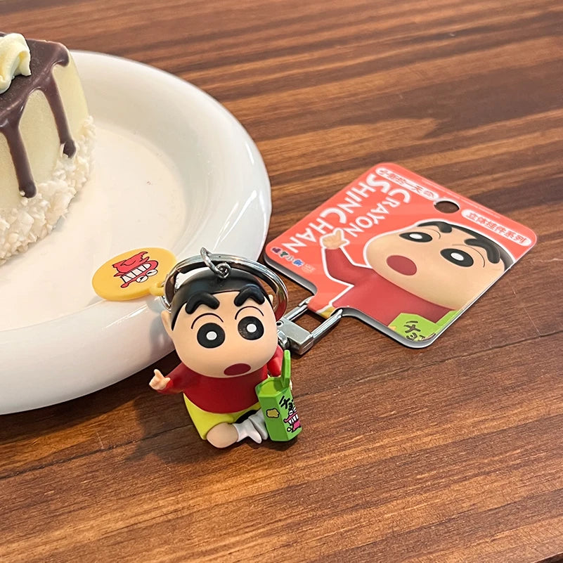 Crayon Shin-Chan Keychain Anime Little New Day Figure Bag Pendant Cartoon Key Chain Accessories Toys for Kids Gift