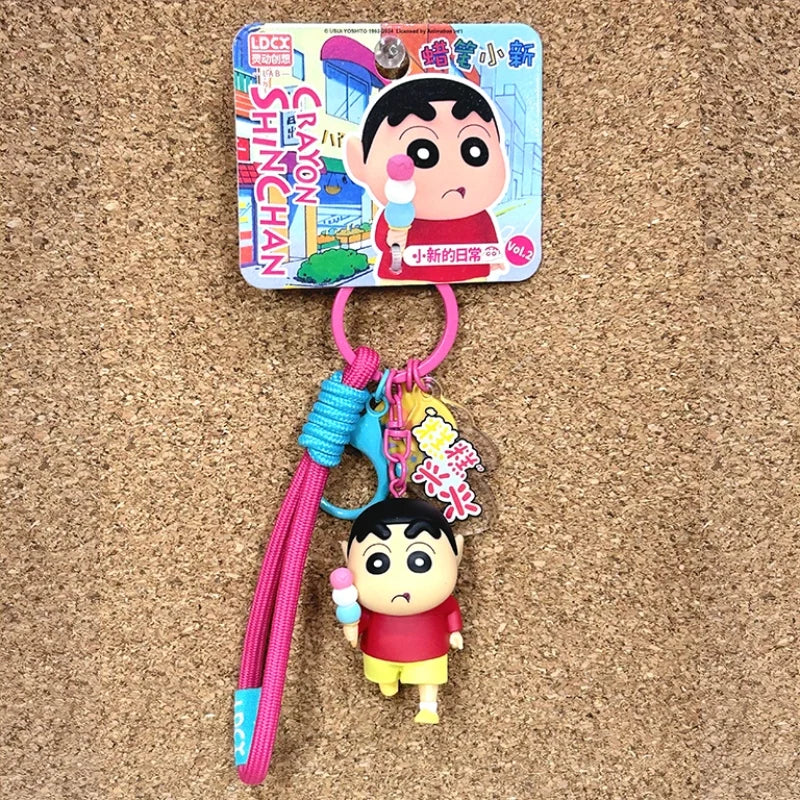 Crayon Shin-Chan Keychain Anime Little New Day Figure Bag Pendant Cartoon Key Chain Accessories Toys for Kids Gift