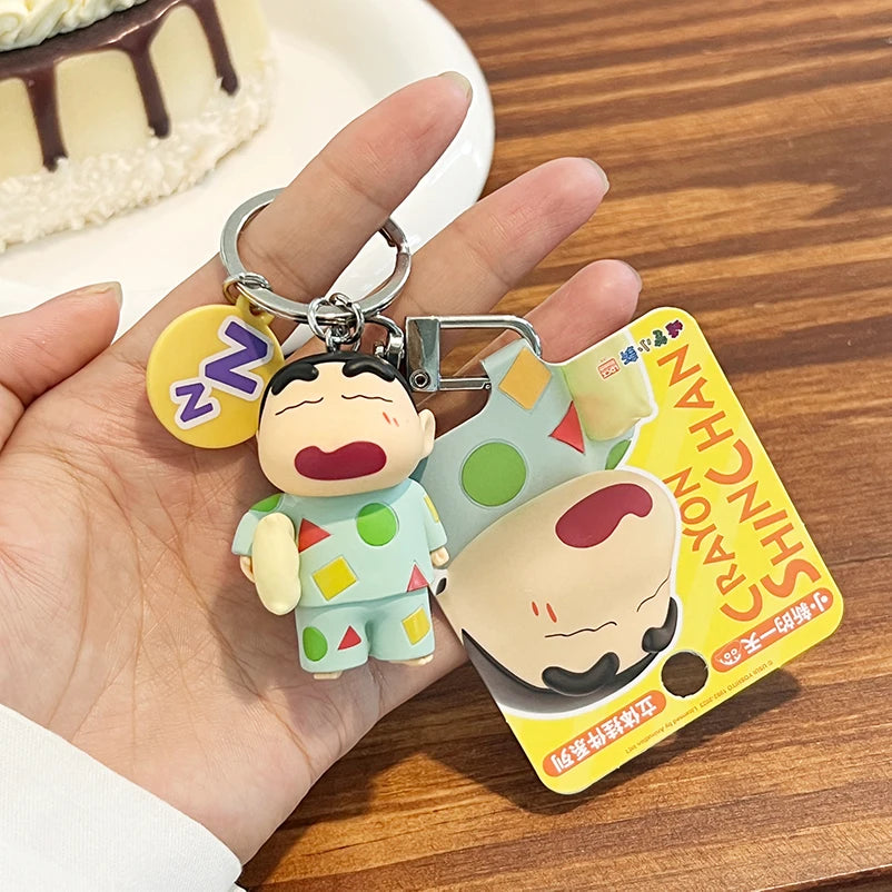 Crayon Shin-Chan Keychain Anime Little New Day Figure Bag Pendant Cartoon Key Chain Accessories Toys for Kids Gift