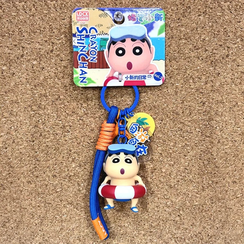 Crayon Shin-Chan Keychain Anime Little New Day Figure Bag Pendant Cartoon Key Chain Accessories Toys for Kids Gift