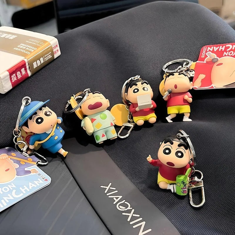Crayon Shin-Chan Keychain Anime Little New Day Figure Bag Pendant Cartoon Key Chain Accessories Toys for Kids Gift