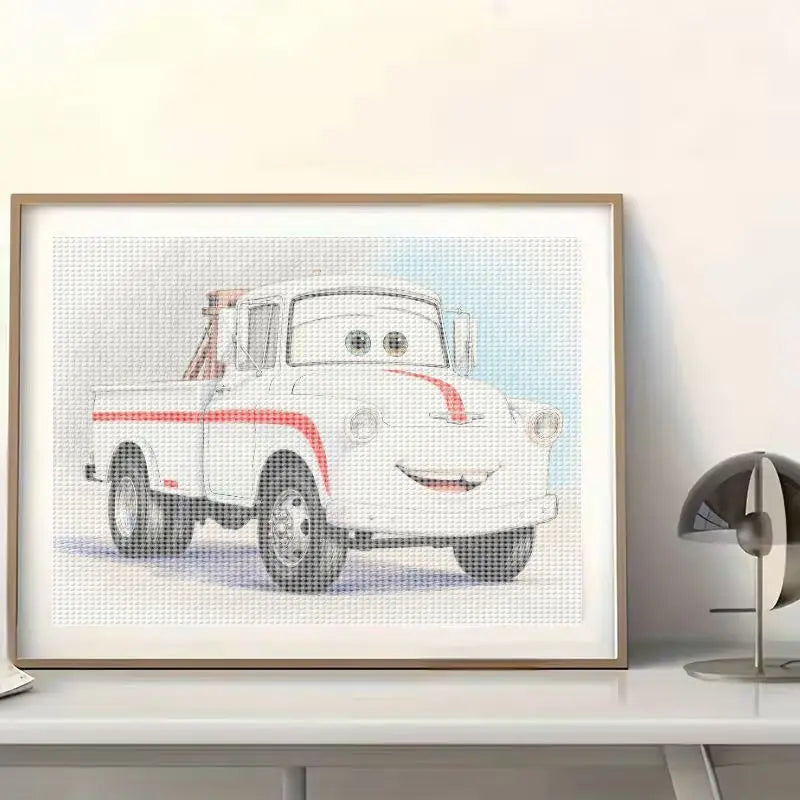 1PC Kids & Adults Cute Cartoon Smiling Tow Truck 5D Diamond Painting Kit, DIY Full Drill Vehicle Character Diamond Art, Crystal