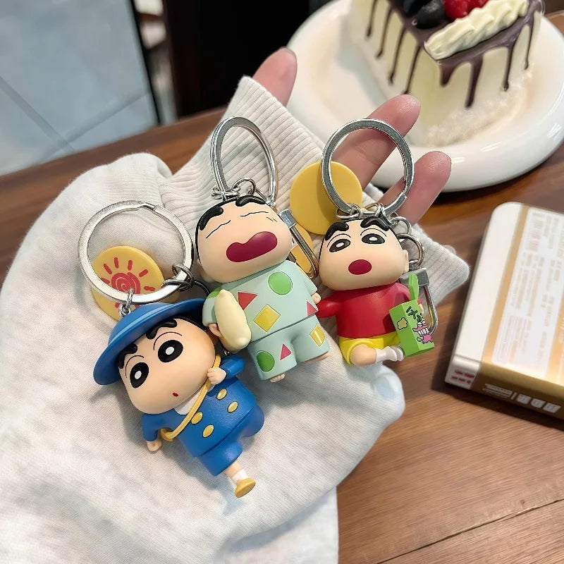 Crayon Shin-Chan Keychain Anime Little New Day Figure Bag Pendant Cartoon Key Chain Accessories Toys for Kids Gift