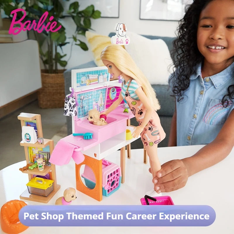 Barbie Doll Pet Store Set Fun Professional Experience Rich Accessories Fashion Matching DIY Girls Children Play Home Toy Gifts