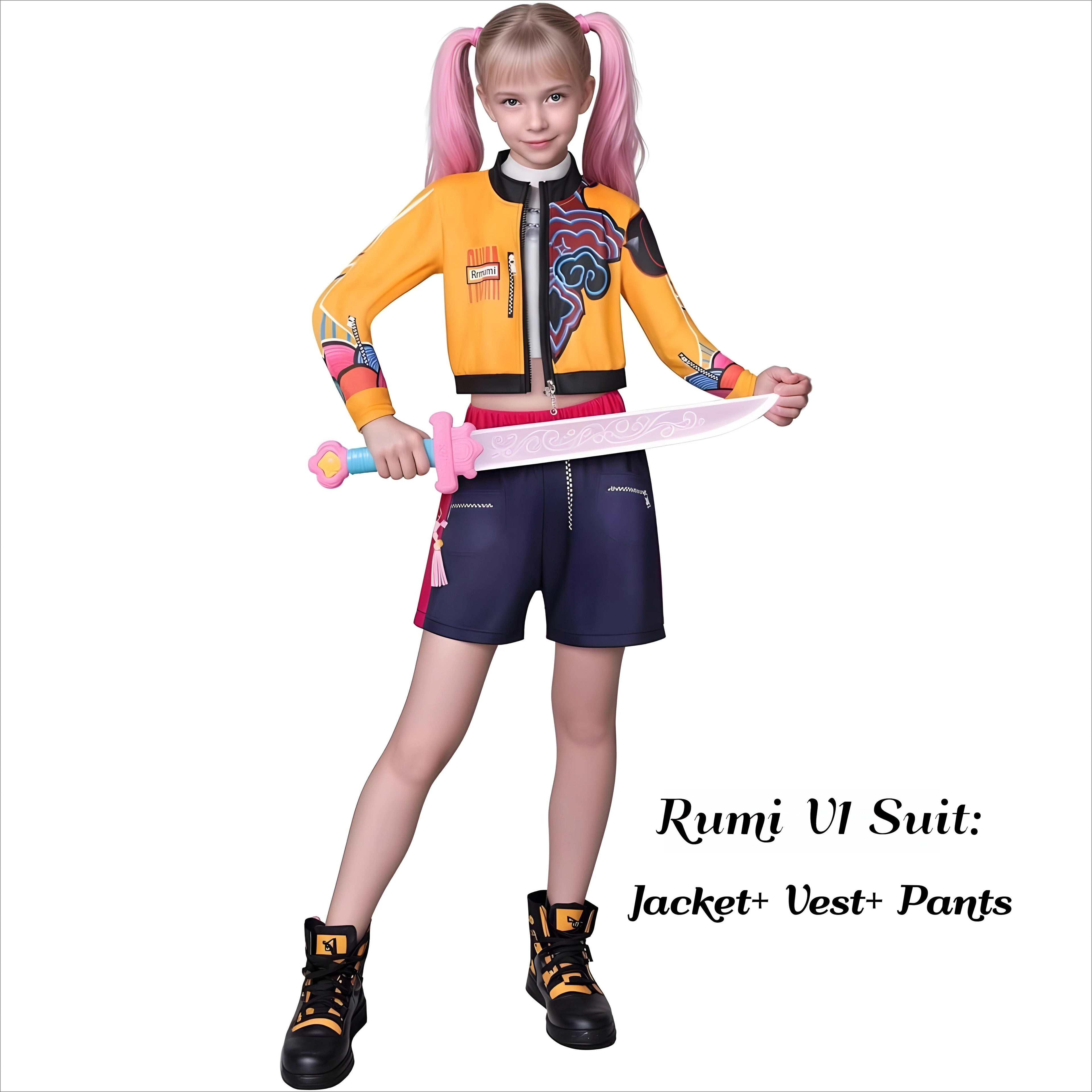 Anime Movie Kids Kpop Demon Hunter Cosplay Rumi Zoey Mira Cosplay Suit Clothes KPop Rumi Zoey Cosplay Costume 3D Print Costume