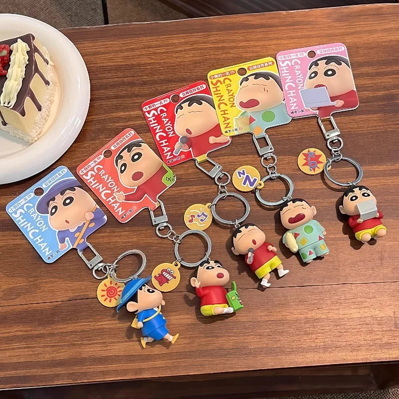 Crayon Shin-Chan Keychain Anime Little New Day Figure Bag Pendant Cartoon Key Chain Accessories Toys for Kids Gift