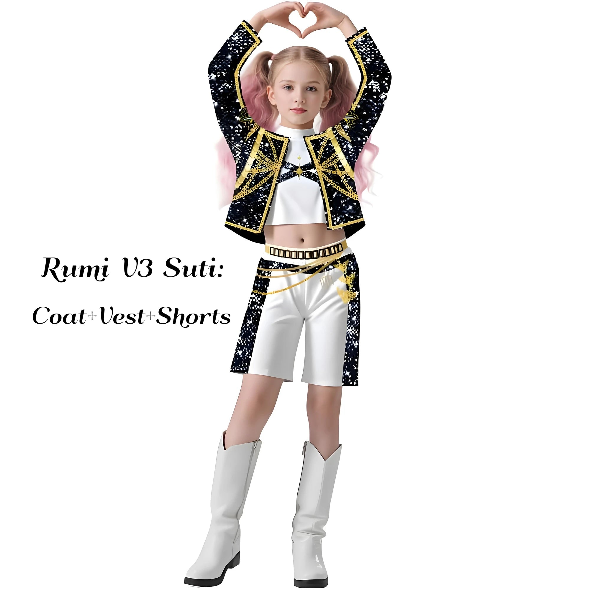Anime Movie Kids Kpop Demon Hunter Cosplay Rumi Zoey Mira Cosplay Suit Clothes KPop Rumi Zoey Cosplay Costume 3D Print Costume